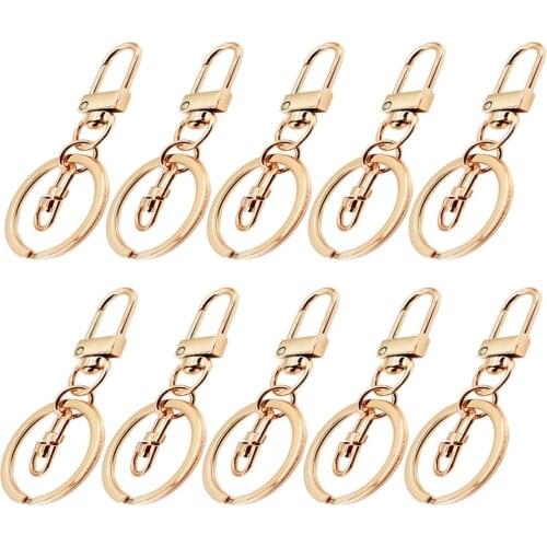 10 pcs 3 Suits Swivel Snap Clasp Hooks with 30mm Ring Metal Lanyard Webbing Belt Buckle Clips DIY Accessory, Light Gold