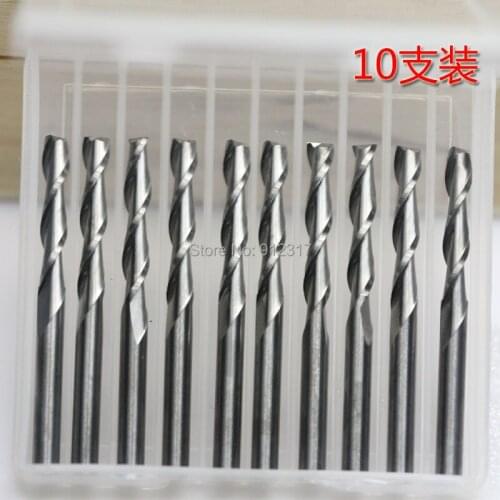 10pcs 4*25MM Two Flutes Spiral Carbide Cutters, CNC Router Tools, Engraving Tool Bits