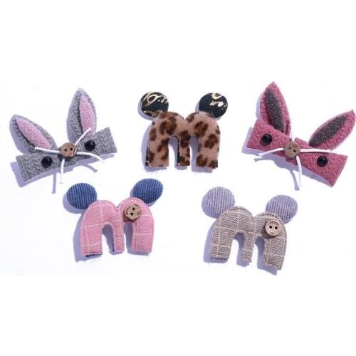 10pcs/lot Plush Fabric Pads Appliques cartoon Rabbit Patches for Sewing DIY Supplies Hair Clips Accessories