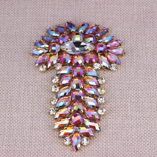 11.2x7.5cm DIY shoes clothes shoudler tassel Sewing holographic Crystal Tassel Rhinestone Applique Bridal belt Dress Decorative