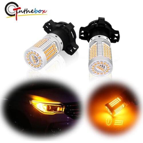 Gtinthebox 2PCS Canbus Amber Yellow PY24W 5200s LED Bulbs For BMW Land Rover Audi Front Turn Signal Lights 12V (No Hyper Flash)
