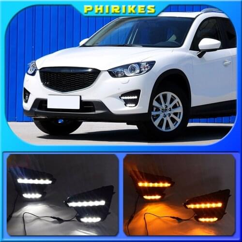 2pcs For Mazda CX-5 CX5 2013 2014 2015 2016,Yellow Signal Function Waterproof Car DRL 12V LED Daytime Running Light Daylight