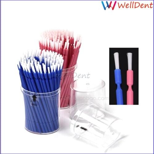 200pcs Dental Lab Applicators Brushes Long Disposable Micro Dental Brush Dental Tools Dental Materials