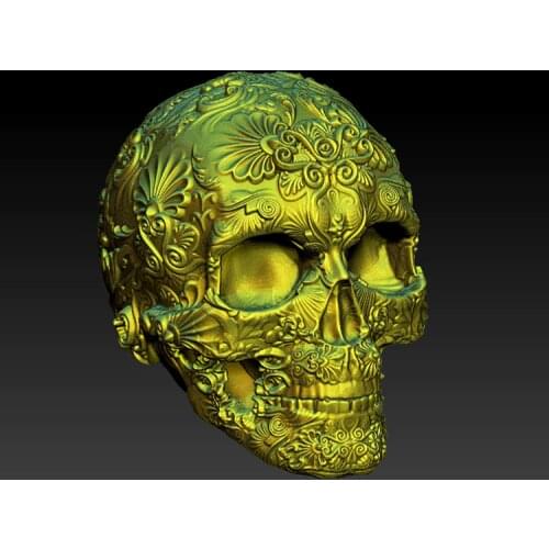 3D model for cnc or 3D printers in STL file format -skull head with exquisite patterns 25