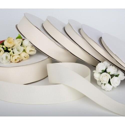 7/10/15/20/25/38mm Beige Polyester Grosgrain Ribbon Ivory Stripe Satin Ribbon for DIY Craft Gift Wrapping Clothing Accessories