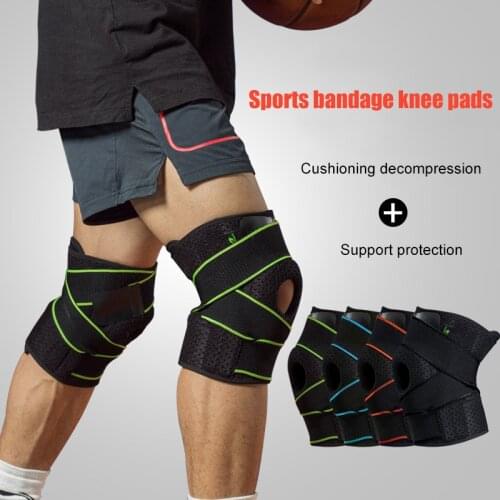 Knee Brace Support with Strap for Protection Pain Relief Knee Compression Sleeve Wrap for Running Sports FS99