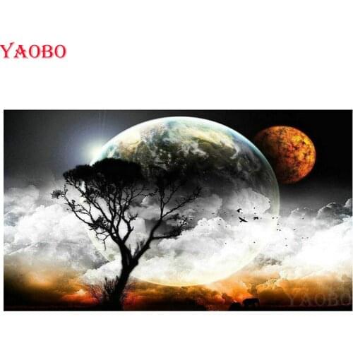 Large DIY Diamond Painting Moon tree scenery 3D Diamond Embroidery Planet full square round drill Mosaic diamond pictures pastes