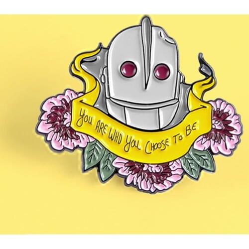 Cartoon Iron Man You Are Who You Chose To Be Brooch Animation Role Iron Giant Robot Enamel Pins Brooches Lapel Badge Jewelry
