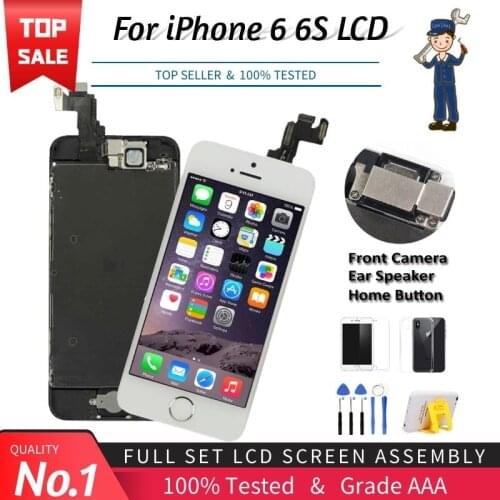 Black White 4.7" Screen For iPhone 6 6S LCD Full Set Assembly Complete 100% With 3D Force Touch Digitizer Replacement Display