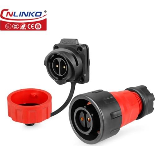 Cnlinko 2 Pin Waterproof Connector M24 25A 500V IP67 Bayonet Panel Mount Solder Pins Wire Automotive Electronic Power Connectors