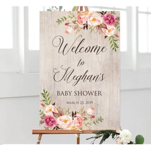 Custom Baby Name Wooden Welcome Baby Shower Sign,Welcome Plaque for Baby Shower with personalized Calligraphy and Photo