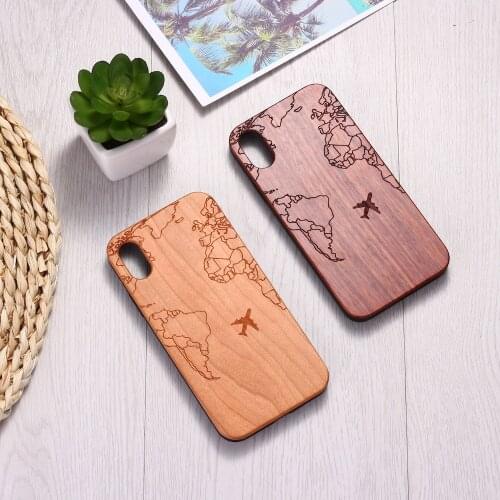 Passport Flight Travel World Map Engraved Wood Phone Case Funda For iPhone12 6 6S 6Plus 7 7Plus 8 8Plus XR X XS Max 11 Pro Max