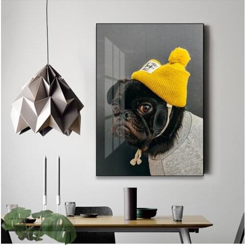 French Bulldog Dog Nordic Modern Minimalist Animal Puppy Decorative Painting Wall Pictures for Living Room Animal Print Picture