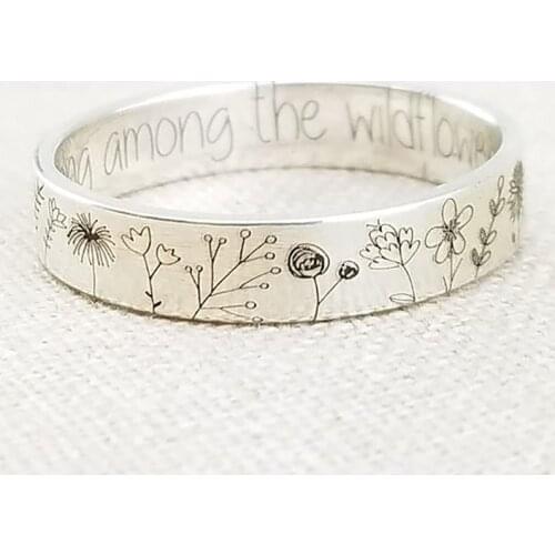 Vintage Simplicity Carved Flower Ring for Women Men Bohemian Delicate Wildflowers Floral Daisy Handmade Ring for Female Gift