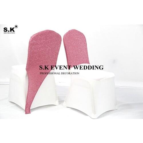 Wholeale Price Sequin Chair Cap Hood Fit On Lycra Spandex Chair Cover For Banquet Wedding Event Decoration