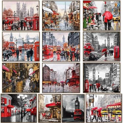 Paintmake Landscape DIY Paint By Numbers no frame Cars Oil Painting On Canvas people For Home Art Decoration Paintings For Kids