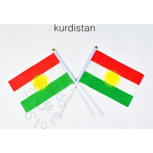 Kurdish 14*21cm Kurd flag Banner hand waving National flag Home Decoration flag banner