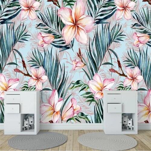 Milofi custom 3D wallpaper mural Nordic simple flowers and leaves background wall for living room bedroom decoration wallpaper