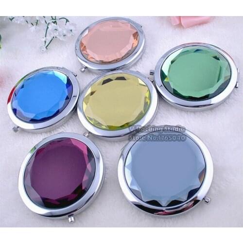 70*15mm Mini Makeup Mirror,Wedding Favors and Gift Crystal Cosmetic Mirror Makeup Mirrors Pink Compact Mirrors 100pcs/lot