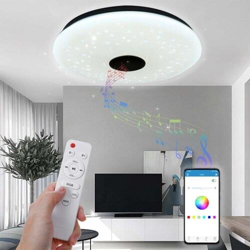 Upgrade WIFI 100W LED Ceiling Lights with High Sound Quality Speaker RGB Dimmable Bedroom Ceiling Light Works with Home/Alexa