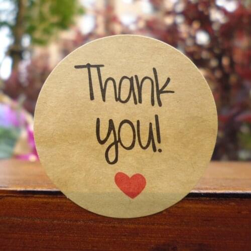 102pcs Thank you with Red Heart Seal Stickers for DIY Handmade Product Creative Stationery Sticker Lable Gift Sticker Dia.3.5cm