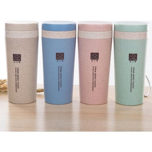 New Bottle Bottle Hot Travel Mug Office Coffee Tea Water Bottle Cups Straw Wheat Plastlc Cup Water Bottle