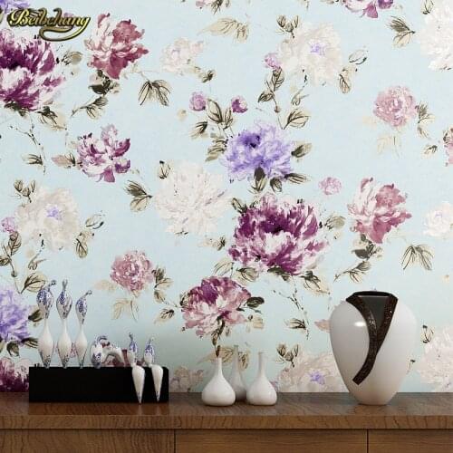 Beibehang Ink blossom nonwovens wallpaper living room bedroom background wallpaper peony flowers rural pastoral papel de parede