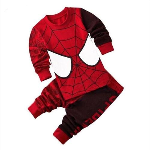 Marvel Avengers Spider-Man Fashion Childrens Pajamas Thin Long-sleeved Suit Boys and Girls Pajamas Childrens Kids Clothing