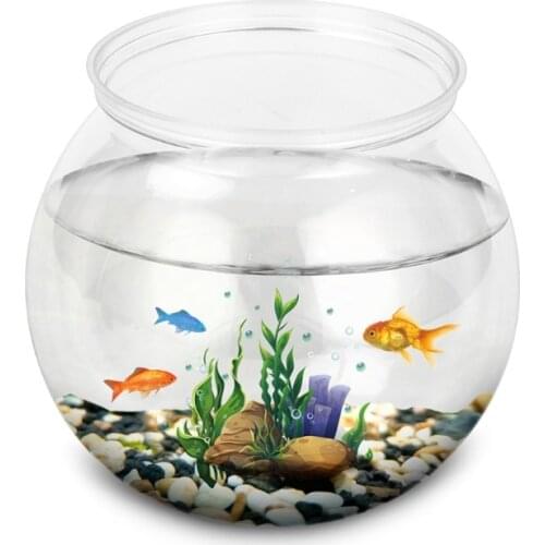 Plastic Fish Bowls Round Aquarium Transparent Fish Keeper Fishbowl One-piece Construction Shatterproof Starter Kit Y1QB