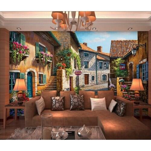 The custom 3D murals, 3D European town landscape oil painting papel de parede,living room sofa TV wall bedroom wall paper