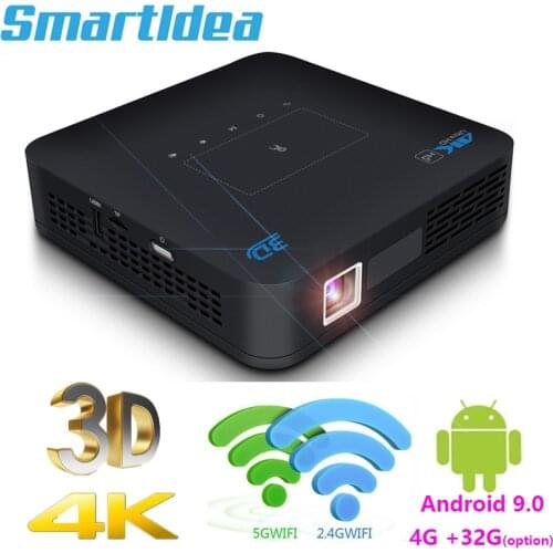 Smartldea P15 Projector 4K 3D Android9.0 5G Wifi BT HD in 4G 32G DLP Proyector Daylight Home Theater Beamer Airpay Miracast