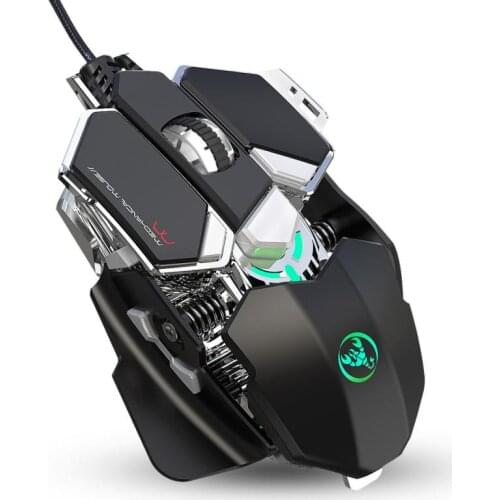 USB Wired Mechanical Mouse J600 Gaming Mouse 9 Keys Programmable Cool LED Variable Light Computer Accessorie For PC Laptop Gamer