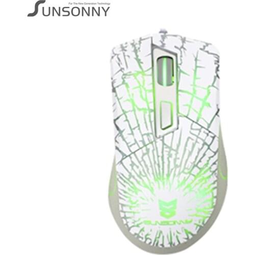 Sunsonny W-M20 Wired USB Mouse Cool Crack Breathing lamp 7 Colour Backlight Colorful Translucent Gaming Office Home Laptop Mice