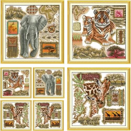 Joy sunday DMC count cross stitch kit DIY animal pattern 11CT 14CT printing canvas fabric printing needlework embroidery set