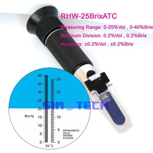 Hand-held wine 0-25%Vol alcohol Refractometer RHW-25BrixATC