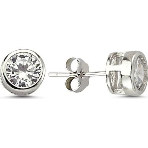 Silverlina Silver 6mm Zircon Engagement Earrings