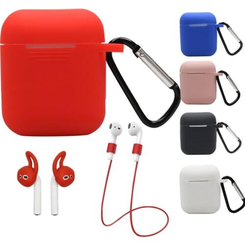 Silicone Case Cover for Airpods Earphones Anti-lost Wire Eartips Wireless Headphone Accessories Support Bluetooth For Apple
