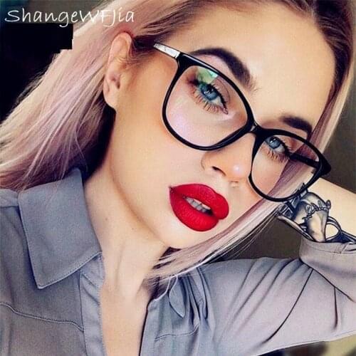 Cat Eye Oversized Eyeglasses 2021 Brand design Women Black Frame for men eye galses female clear lens Spectacle