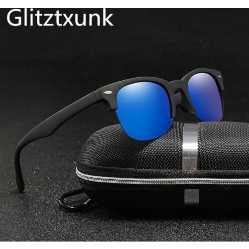 Glitztxunk Polarized Sunglasses Men Fashion Women Classic Brand Designer Half Frame Sun Glasses Retro UV400 lentes de sol mujer