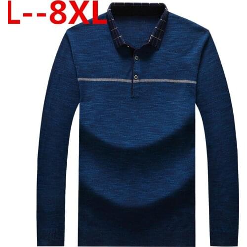 Plus 8XL 6XL Father Clothes Simple Comfortable Style Mens Sweater Long Sleeve Lapel Leisure Pullover Men Pull Homme Sweaters