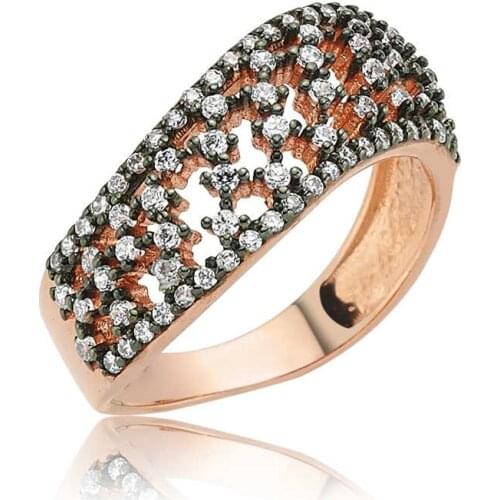 Tevuli 925 Sterling Silver Diamond Montür Lady Ring