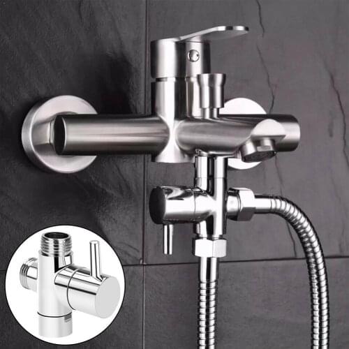 3 Way T-adapter Brass G1/2" Tee Connector With Head Valve Diverter Shut Shower For Bath Shower Sprayer High Quality Wholesale