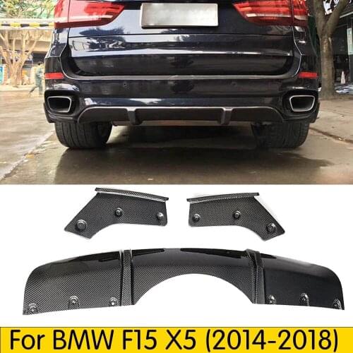 F15 Rear Bumper Lip Diffuser With Side Splitte for BMW X5 F15 M tech 2014 2015 2016 2017 Carbon Fiber