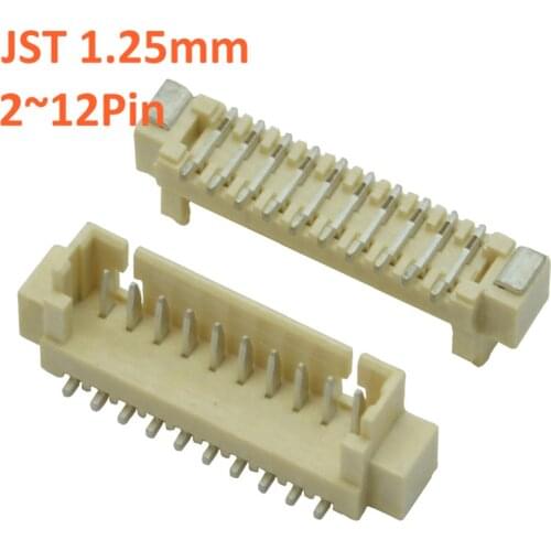 100pcs JST 1.25mm vertical Male Connector Wafer SMD Socket 1.25mmPlug SH Pitch Pin Header Heat Resistance 2p 3p 4pin 6p 14p