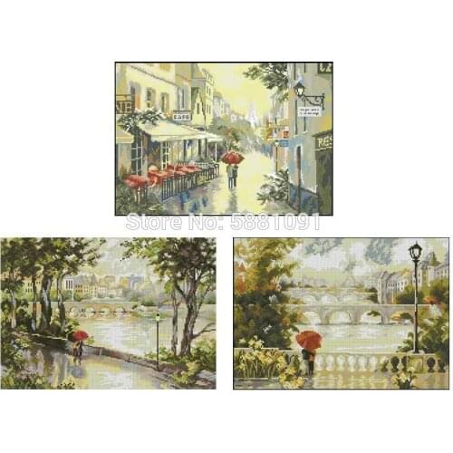 Lovers in the rain patterns Counted Cross Stitch 11CT 14CT 18CT DIY Cross Stitch Kits Embroidery Needlework Sets home decor