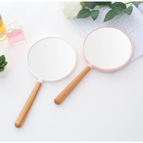 Makeup Mirror зеркало Portable Simple Decoration Students Dormitory Desktop Retro Woman Beech Wood Double-sided Handle Mirrors