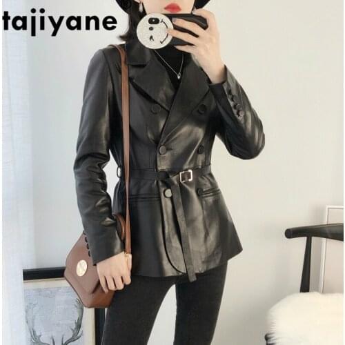 Tajiyane Autumn Womens Leather Jacket Sheepskin Coat Real Leaher Jacket Woman Coat Motocycle Jackets Mujeres Abrigos WPY753
