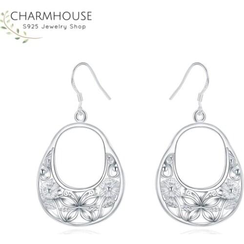 Charmhouse 925 Silver Earrings for Women U Shape Dangle Earing Brincos Pendientes Vintage Jewelry Accessories Party Gifts