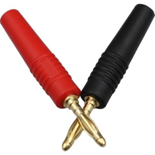 10Pair 2mm Brass Gold Plated Banana Plug Connector Soldering Red Black