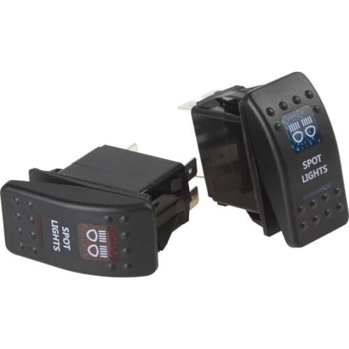 20A 12V Waterproof Red / Blue LED Light Carling Style Spot Light Rocker Switch